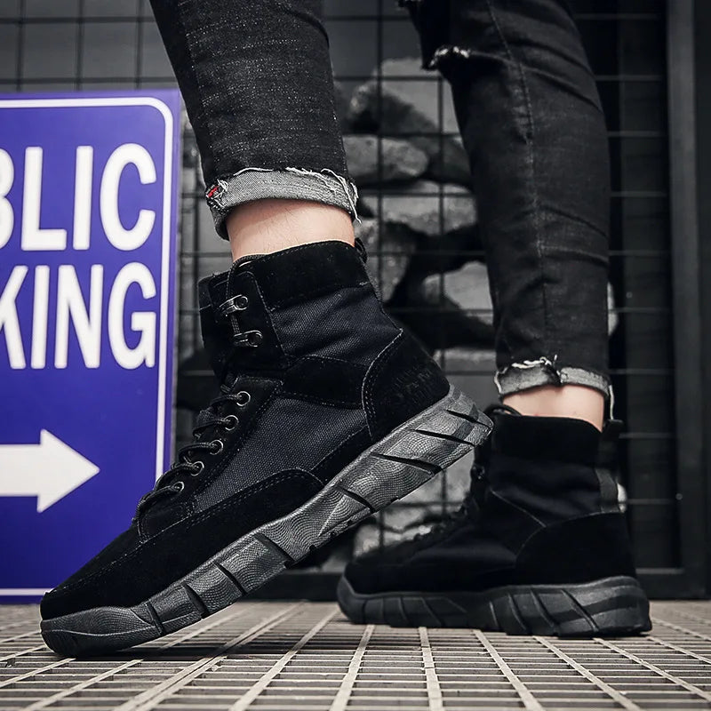 Men's Flat Sole Lace-Up Ankle Boots