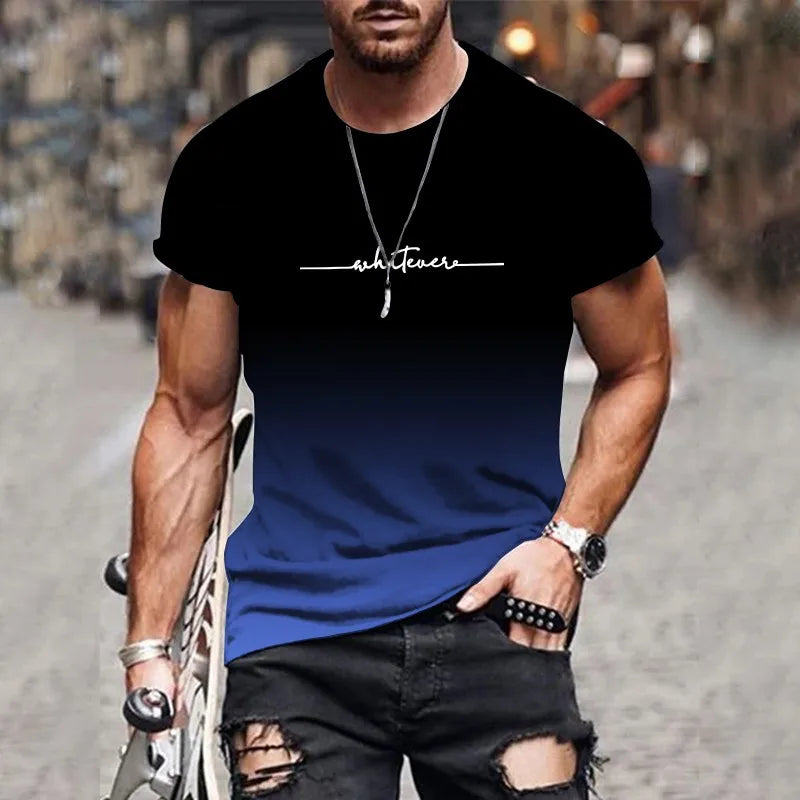 Men's Gradient Letter Print Casual T-Shirt