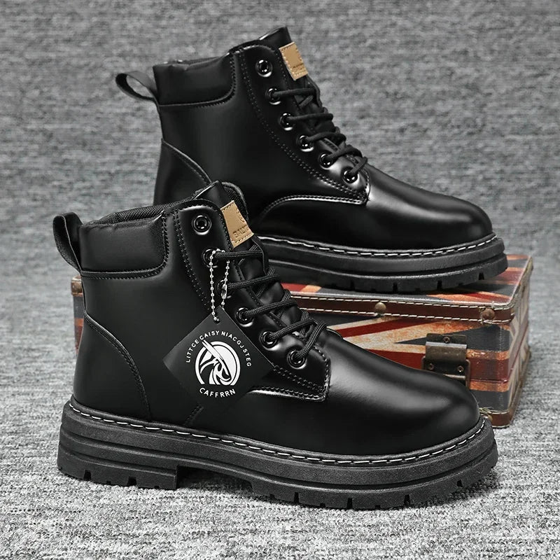 Men's Lace-Up High-Top Ankle Boots