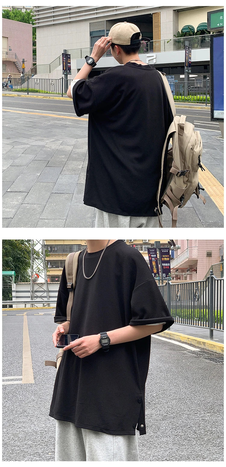 Men's Oversized Side-Slit Basic T-Shirt