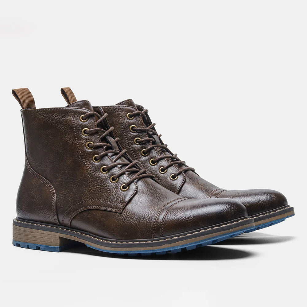 Men's Retro Zip Leather Ankle Boots
