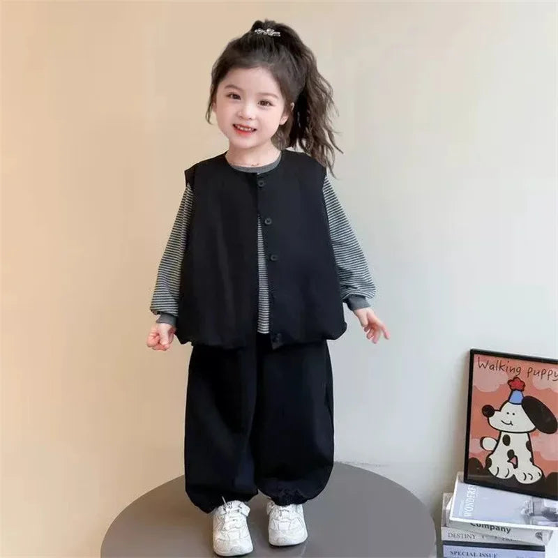 Kids' Striped Vest & Trousers 3-Piece Set