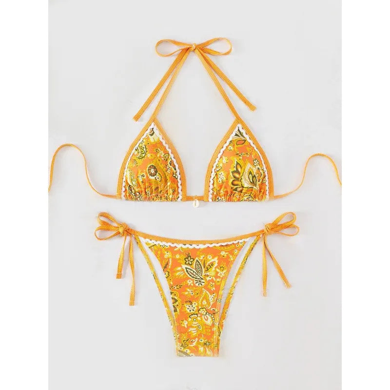 Women's Halter Triangle String Bikini