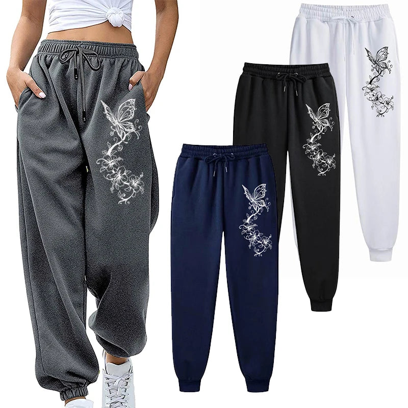Women's Floral Butterfly Print Jogger Pants