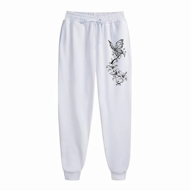 Women's Floral Butterfly Print Jogger Pants