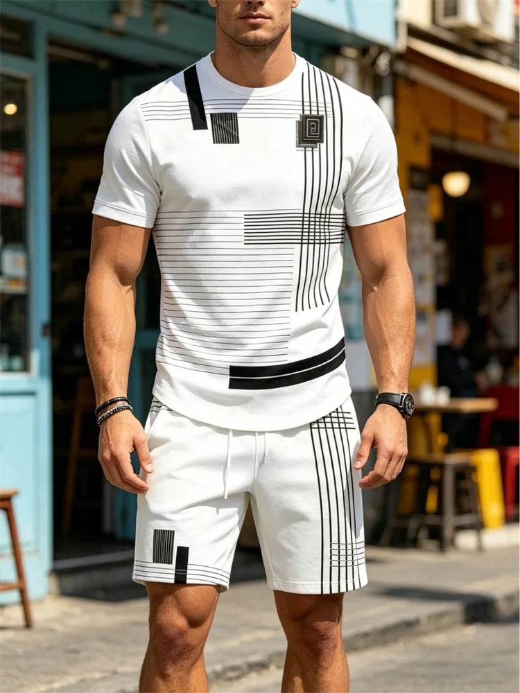 Men's Round-Neck T-Shirt & Athletic Shorts Set