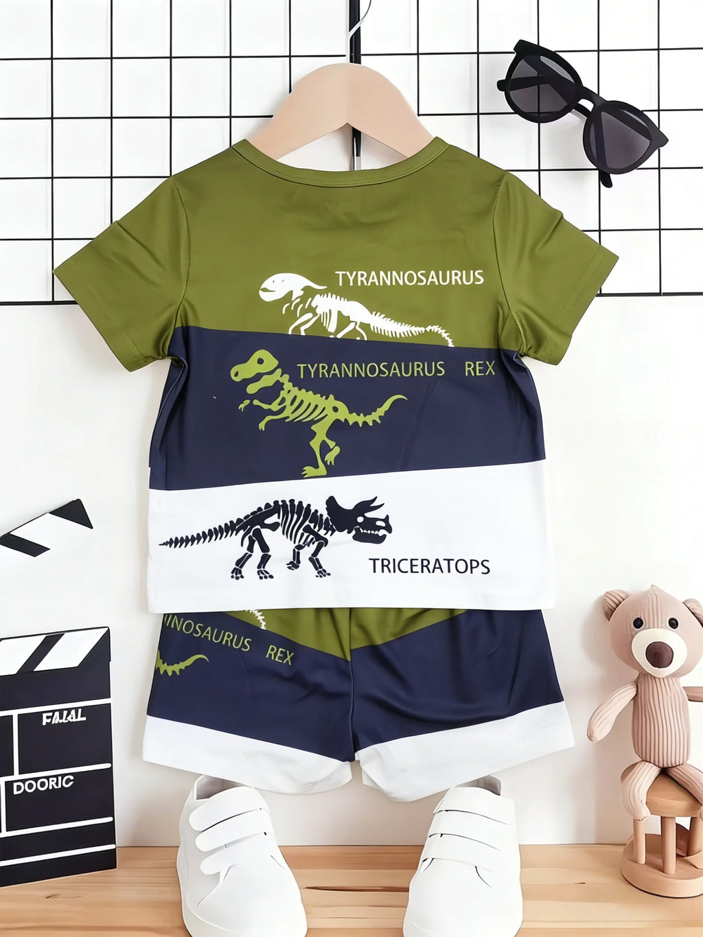 Boys' Dinosaur Skeleton Print T-Shirt & Shorts Set