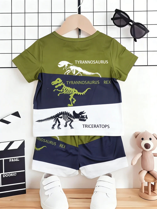 Boys' Dinosaur Skeleton Print T-Shirt & Shorts Set