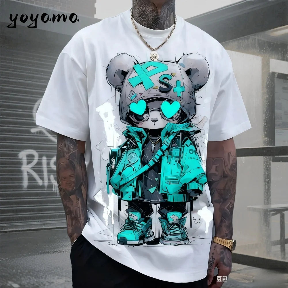 Men's 3D Retro Bear Print Quick-Dry T-Shirt