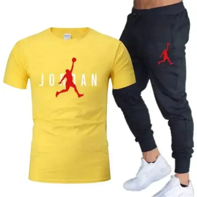 Men's Printed Leisure T-Shirt & Shorts Set