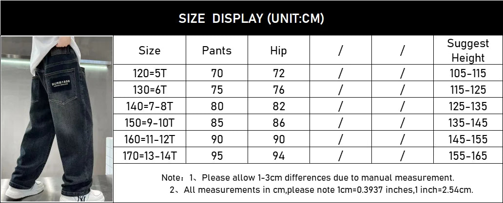 Boys' Fashion Letter Straight Denim Jeans