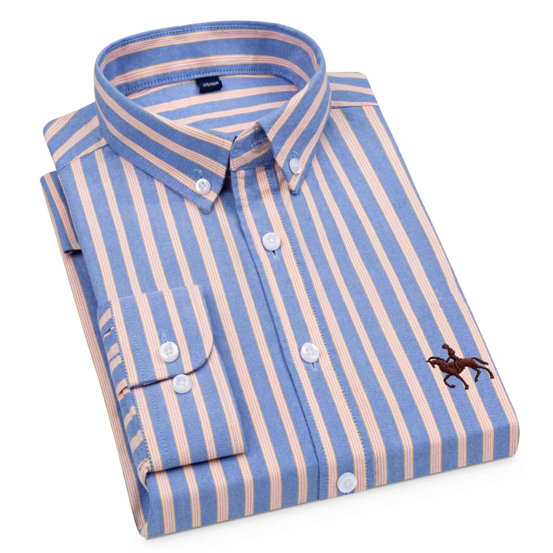 Men's Cotton Oxford Embroidery Dress Shirt