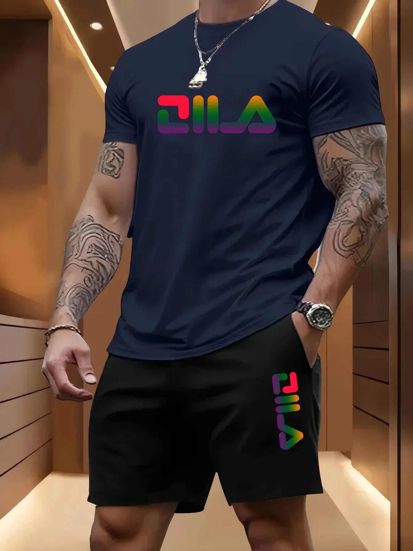 Men's Summer Beach T-Shirt & Shorts Set