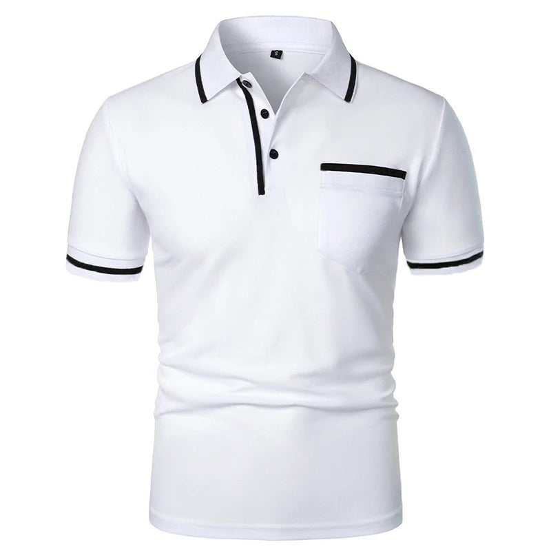 DOUSE Men's Splice Pocket Polo Shirt – Breathable Casual Summer Tee