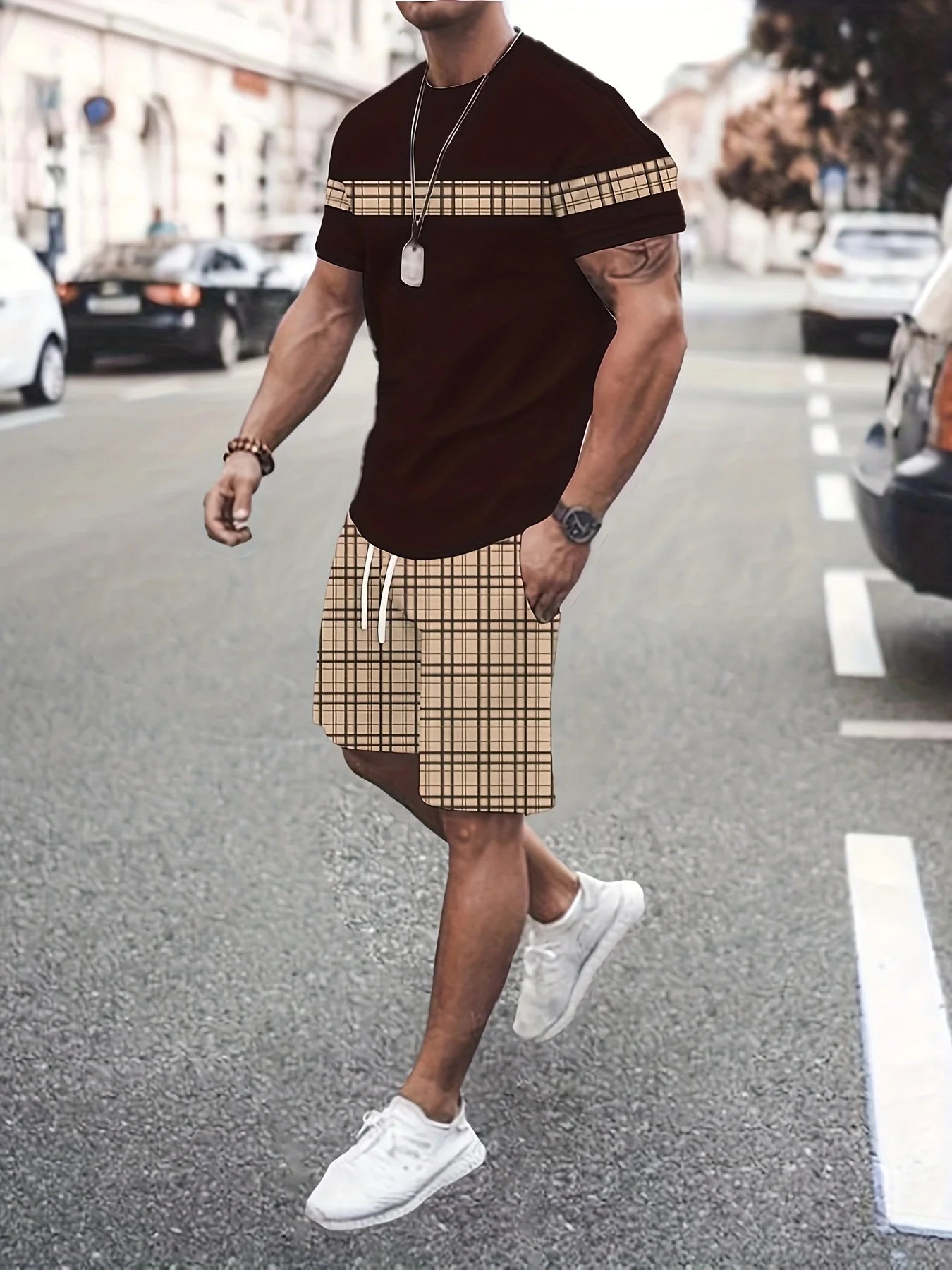 Men's King Print 3D T-Shirt & Shorts Set