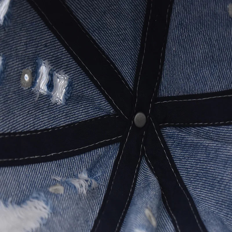 Washed Denim Snapback Trucker Hat