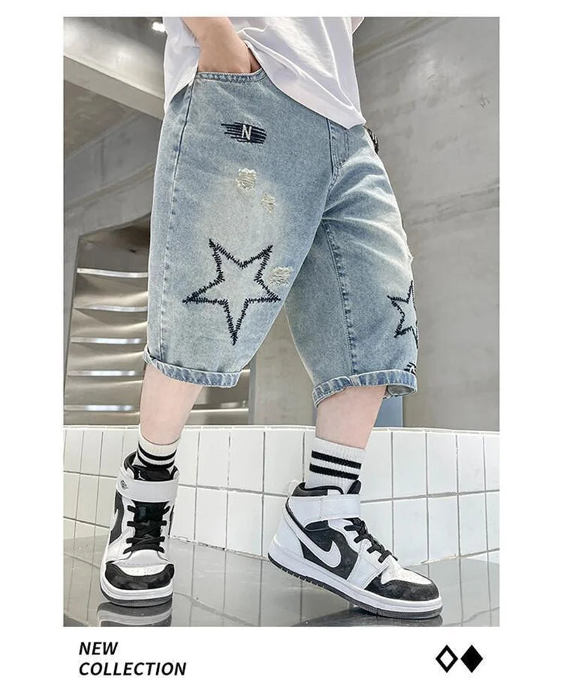 Boys' Wide-Leg Denim Shorts