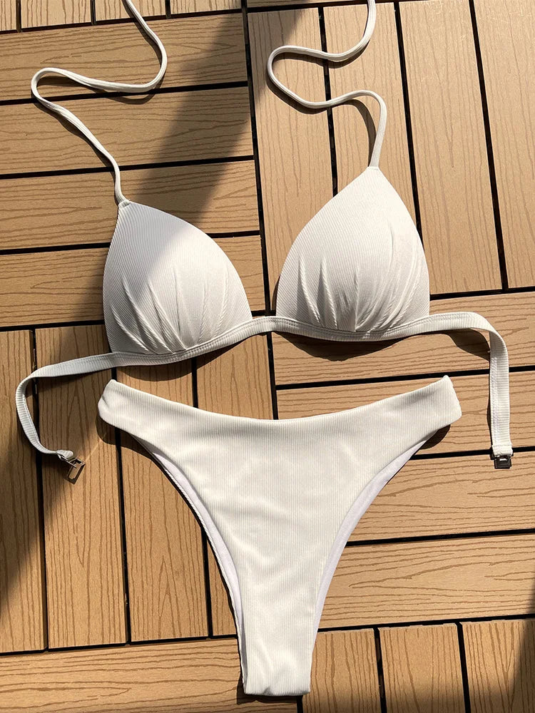 Women's Push-Up Halter Bra Cup Bikini Set