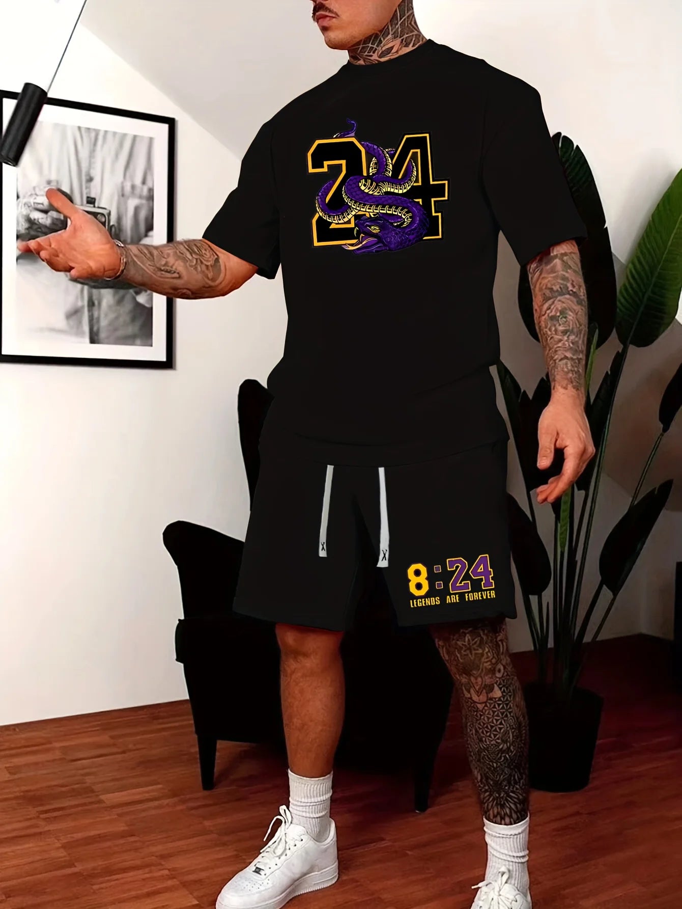 Men's Chicago Print T-Shirt & Shorts Set