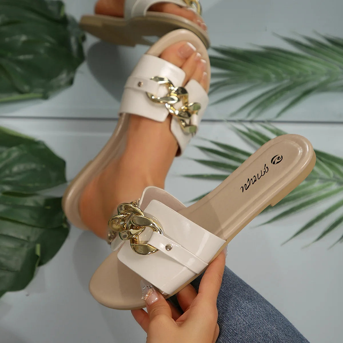 Women's Metal Detail Flat Sandals