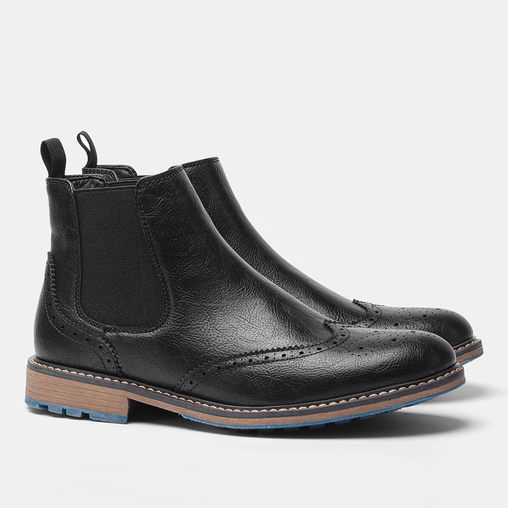 Men's Retro Zip Leather Ankle Boots