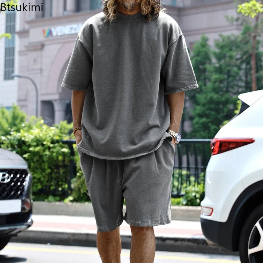 Men's Oversized Casual Sports T-Shirt & Shorts Set