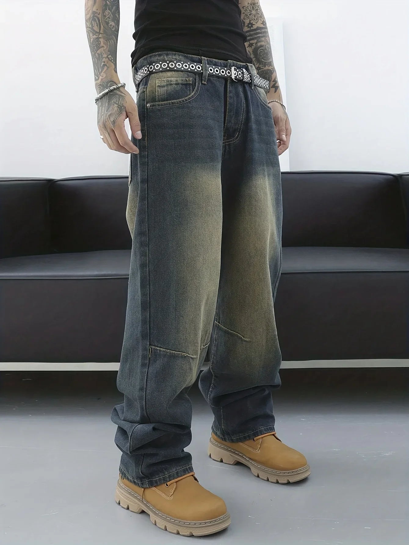 Men's Y2K Baggy Straight-Leg Denim Jeans