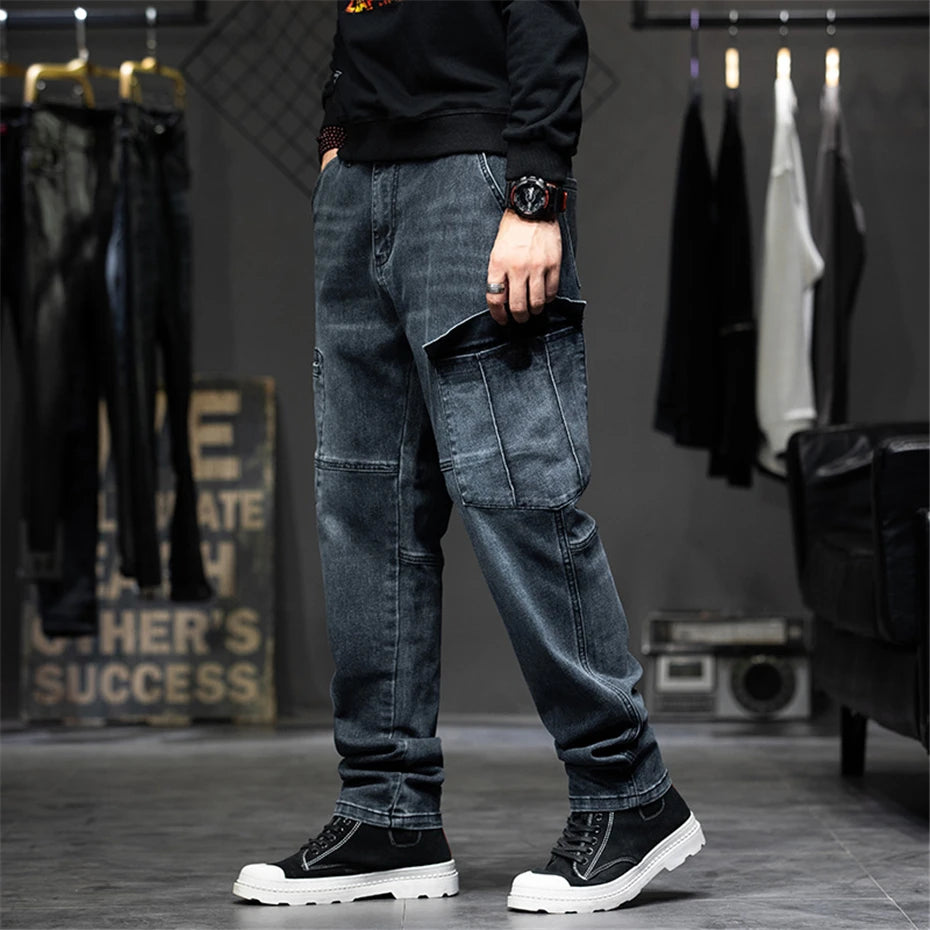 Men's Plus Size Cargo Baggy Denim Jeans