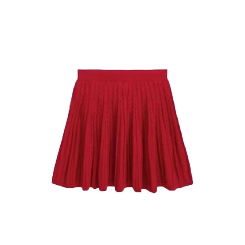 Girls' Colorful Knit Cardigan & Skirt Set