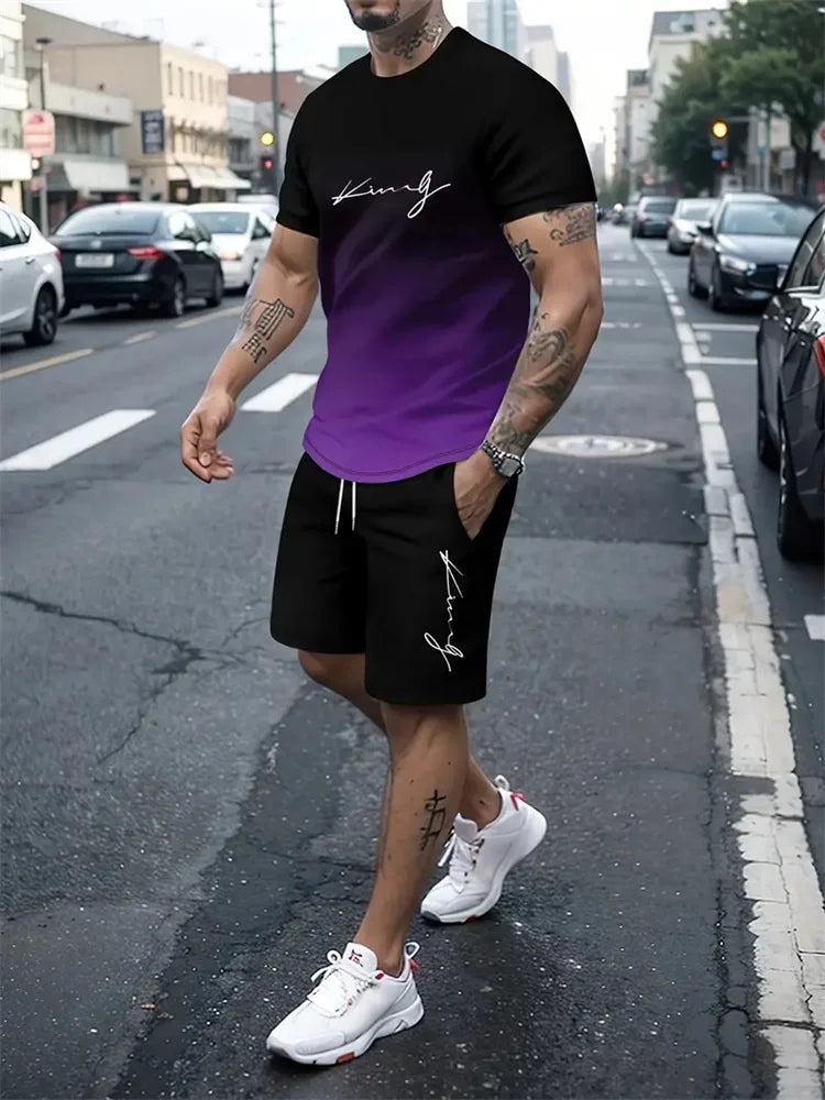 Men's 3D Print Oversized T-Shirt & Shorts Set