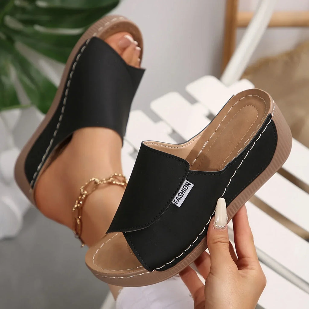 Women's Open-Toe Wedge Buckle Sandals