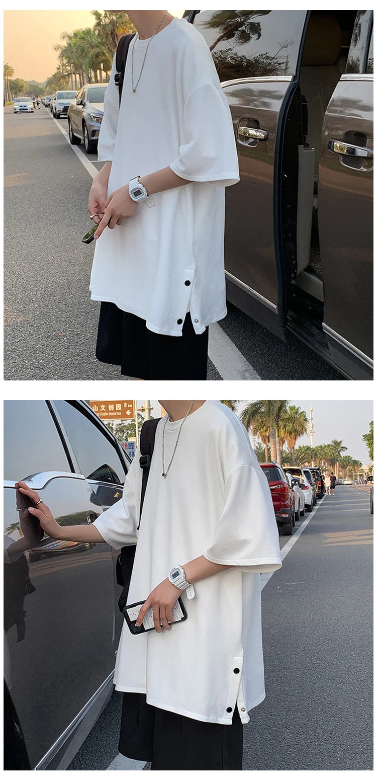 Men's Oversized Side-Slit Basic T-Shirt