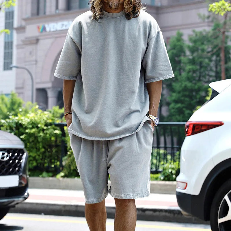 Men's Oversized Casual Sports T-Shirt & Shorts Set