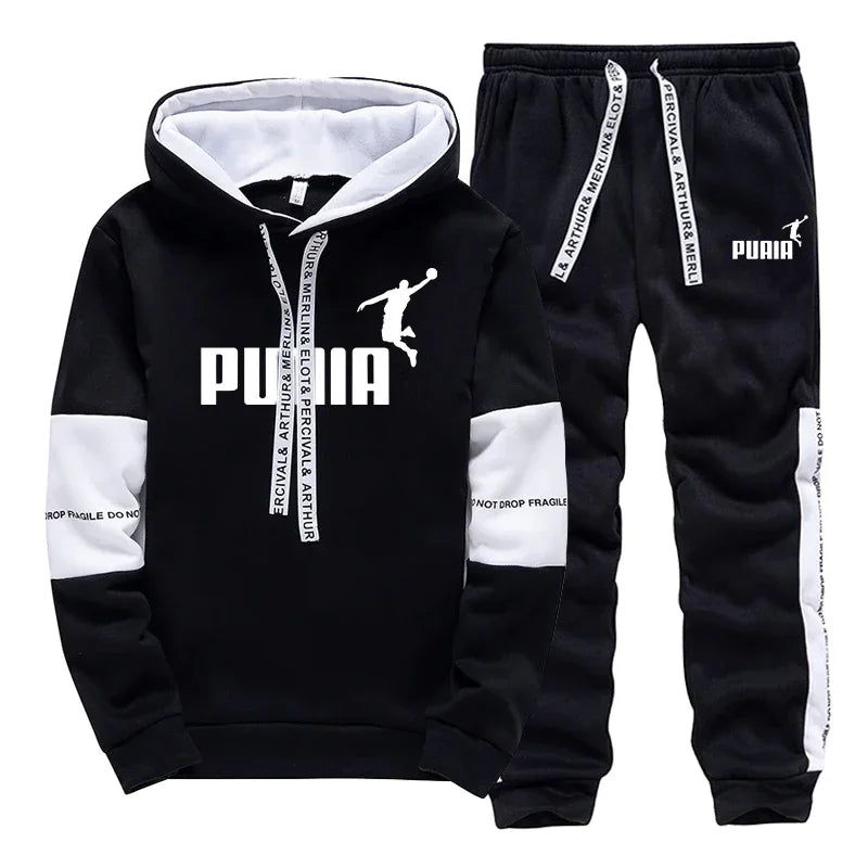 DOUSE Men's Printed Tracksuit Set – Casual Jogger Hoodie & Sweatpants