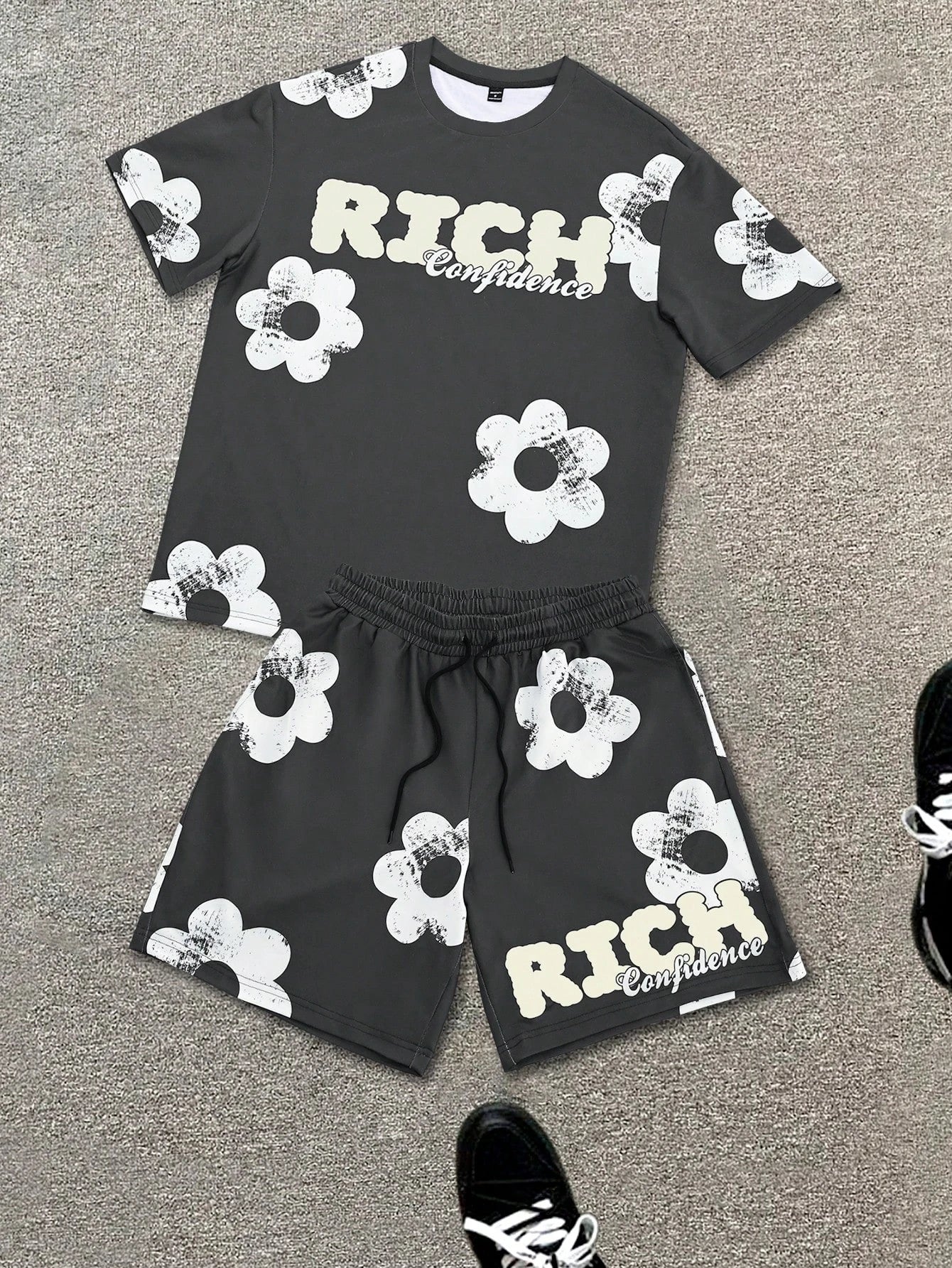 Men's Floral Graphic Tee & Shorts Set