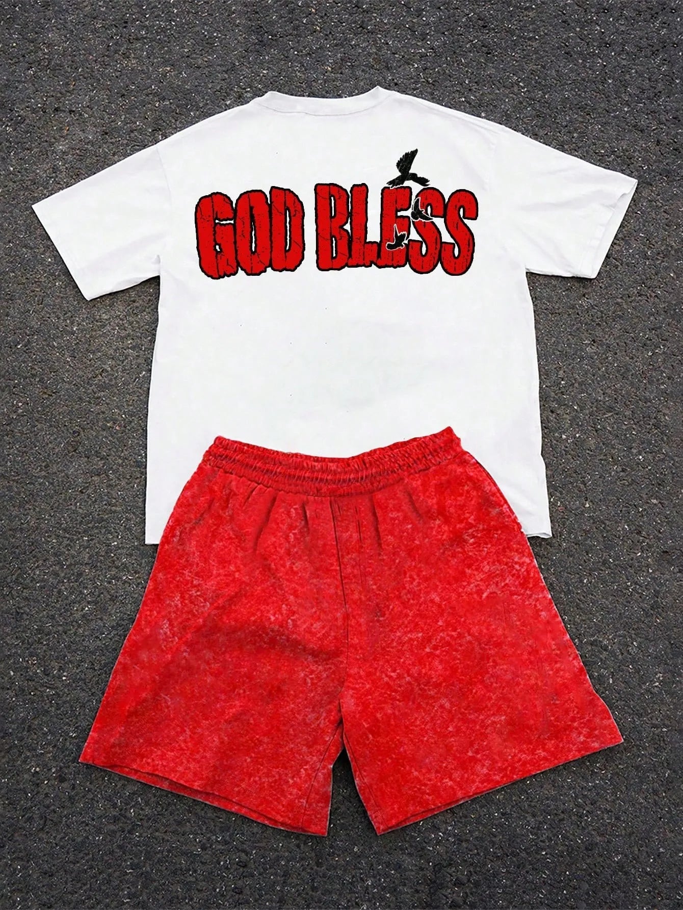 Men's 3D Letter Print T-Shirt & Shorts Set