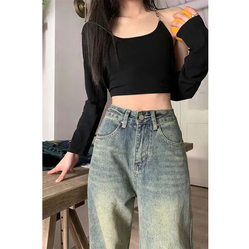 Women's Y2K High-Waist Baggy Wide-Leg Jeans