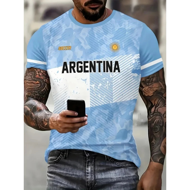 Argentina Flag 3D Print Graphic T-Shirt