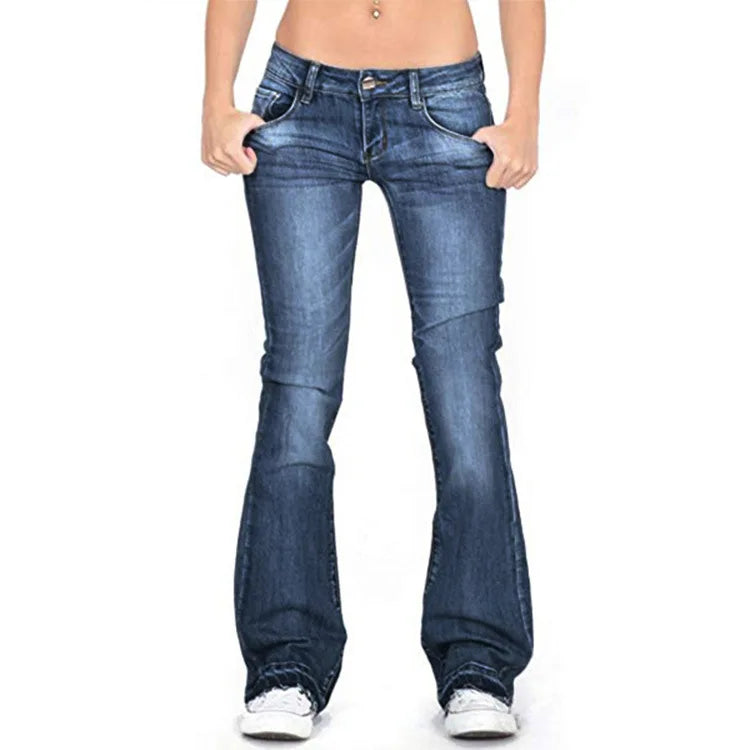 Women's Low-Rise Bell Bottom Flare Jeans