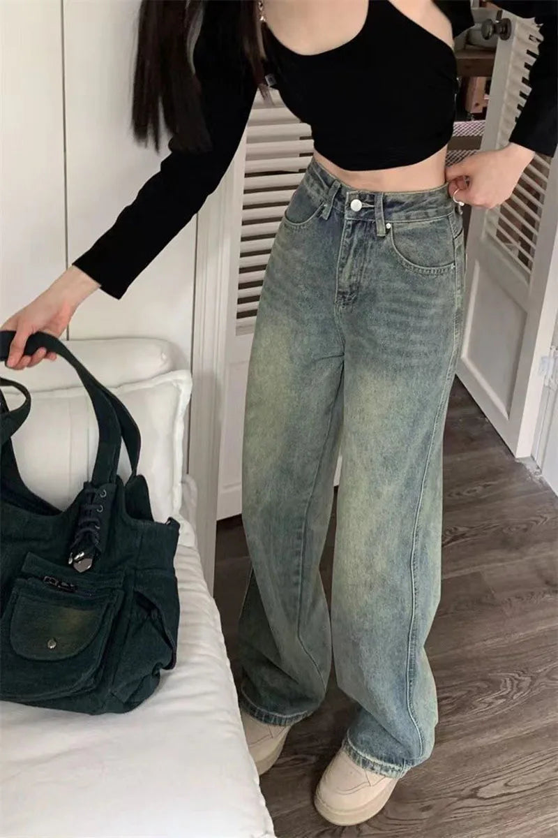 Women's Y2K High-Waist Baggy Wide-Leg Jeans