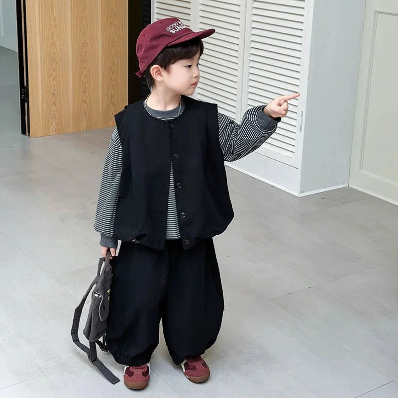 Kids' Striped Vest & Trousers 3-Piece Set