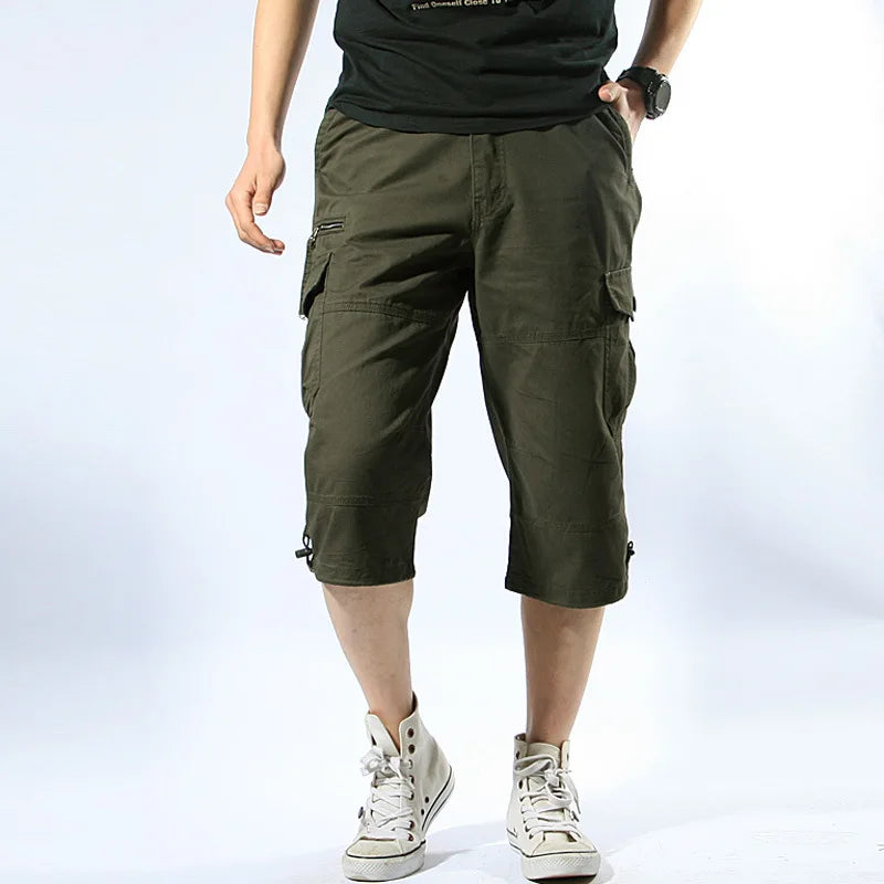 DOUSE Men's Multi-Pocket Cargo Shorts – Military Tactical Cotton Capri Pants