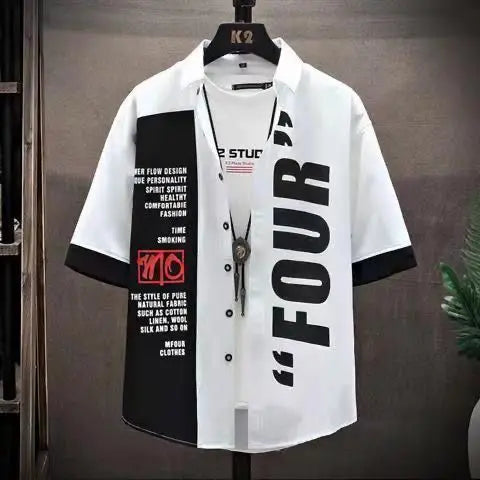 Men's Japanese Punk Street Print Shirt