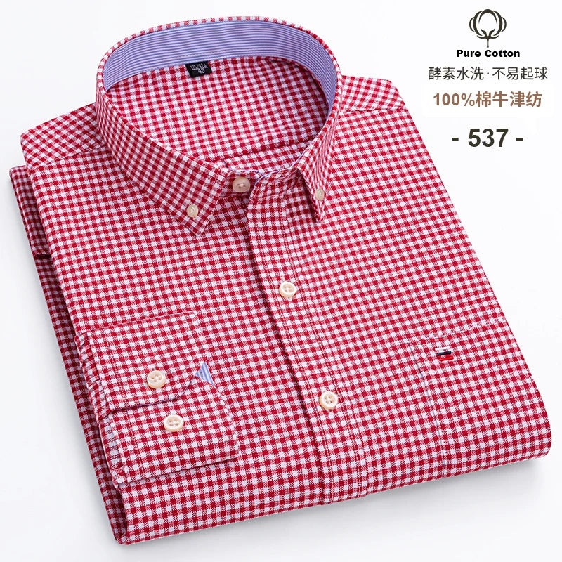 Men's Cotton Oxford Embroidery Dress Shirt