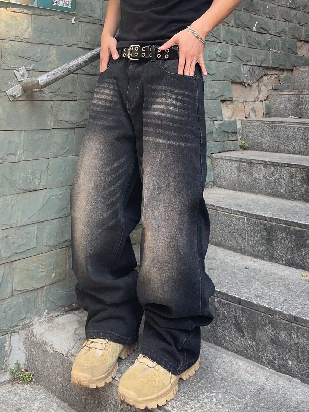 Men's Y2K Baggy Wide-Leg Denim Jeans