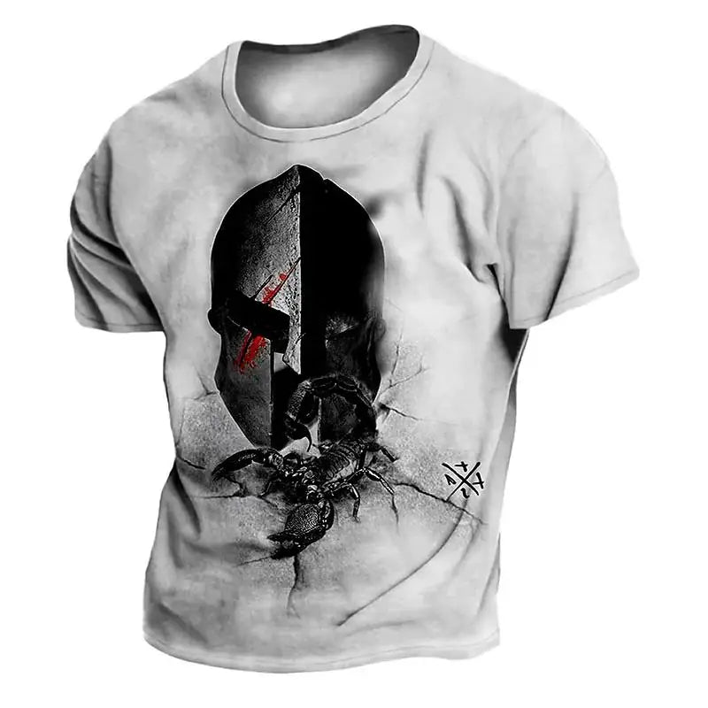 Men's Retro Sparta 3D Print Oversized T-Shirt