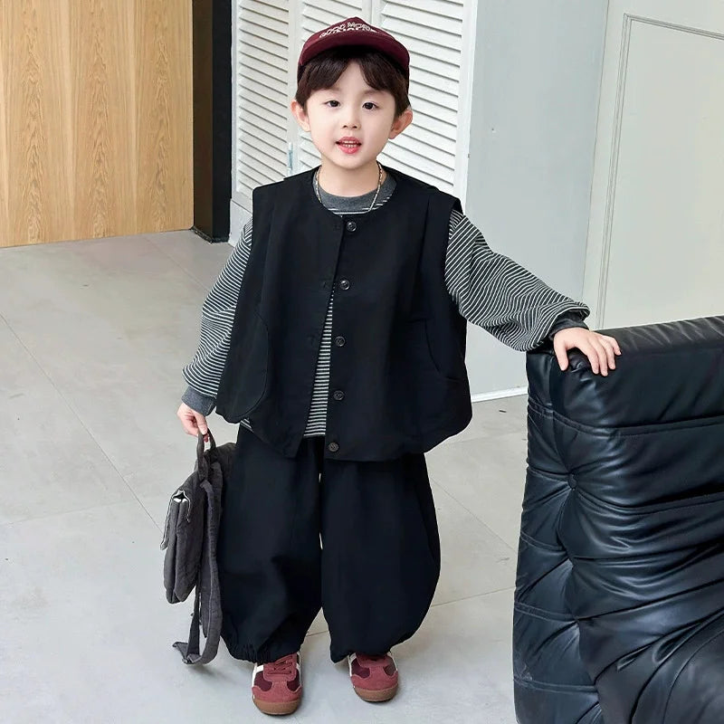 Kids' Striped Vest & Trousers 3-Piece Set