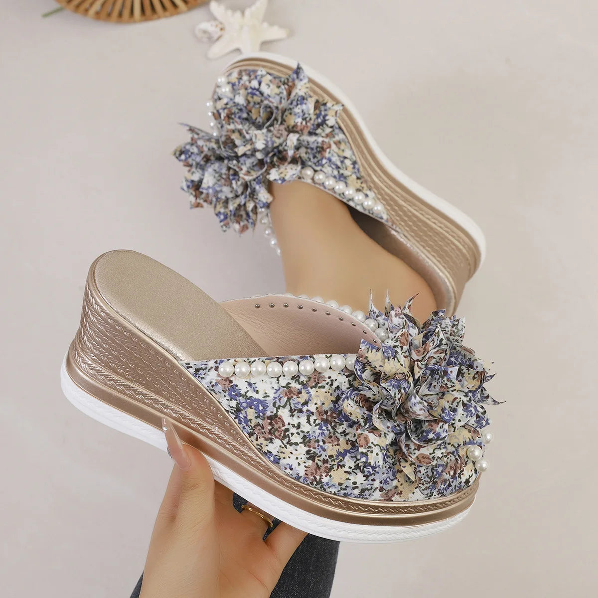 Women's Block Heel Flower Platform Sandals