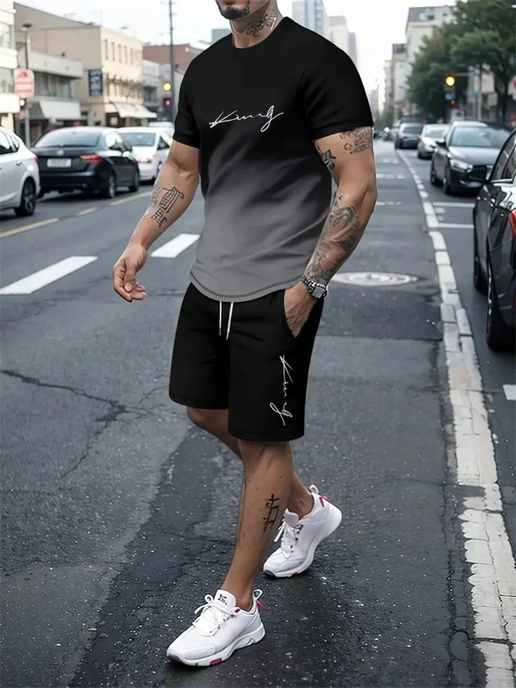 Men's 3D Print Oversized T-Shirt & Shorts Set