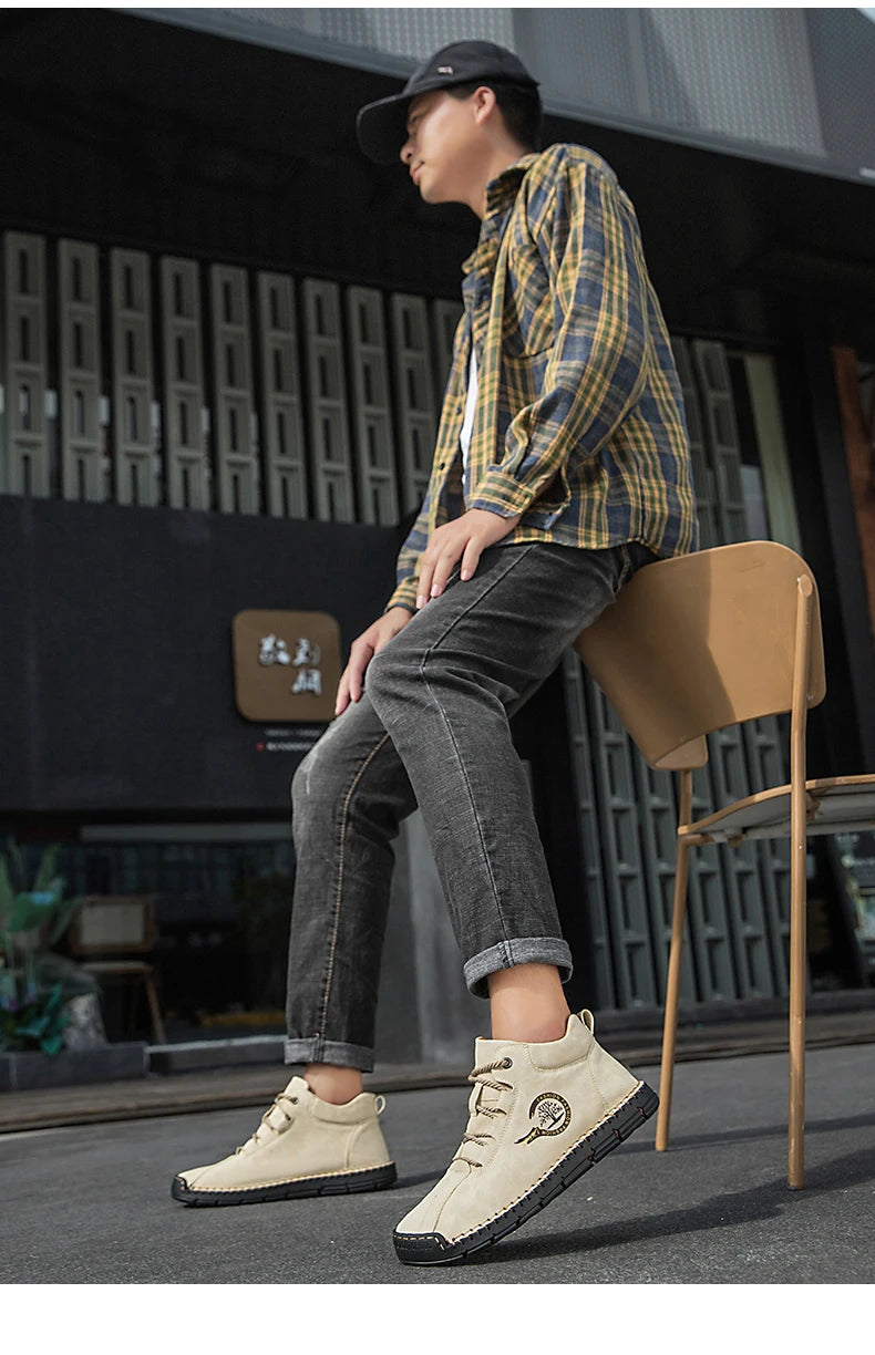 Men's Handmade Leather Outdoor Ankle Boots